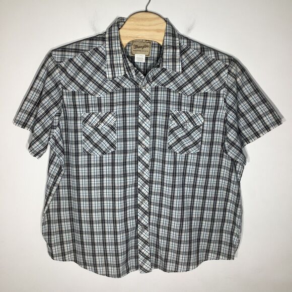 Wrangler Mens Long Sleeve Pearl Snap Shirt Plaid Size 3XL - Picture 2 of 6